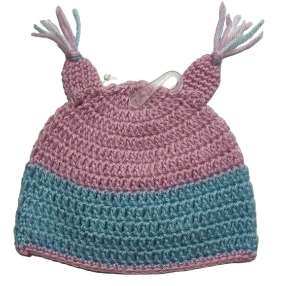 SO DORABLE Hand Crocheted Owl Bird Baby Winter Hat 0-6 Mos. Multi Beanie Boggan - Picture 2 of 12